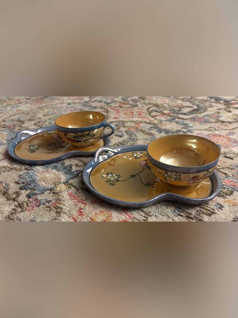 Vintage Japanese Lusterware Snack Set - Set of 2